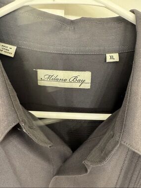 Milano Bay Gray Casual Button-Down Shirt